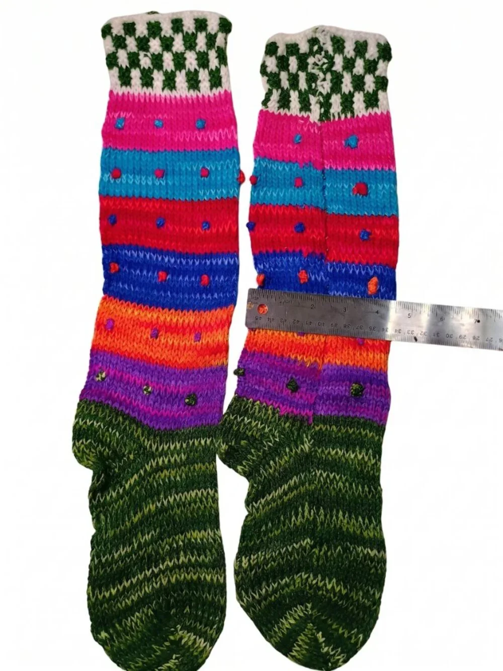 Long Socks Hand-Knitted Multicolor Andean Yarn Warmth for Winter